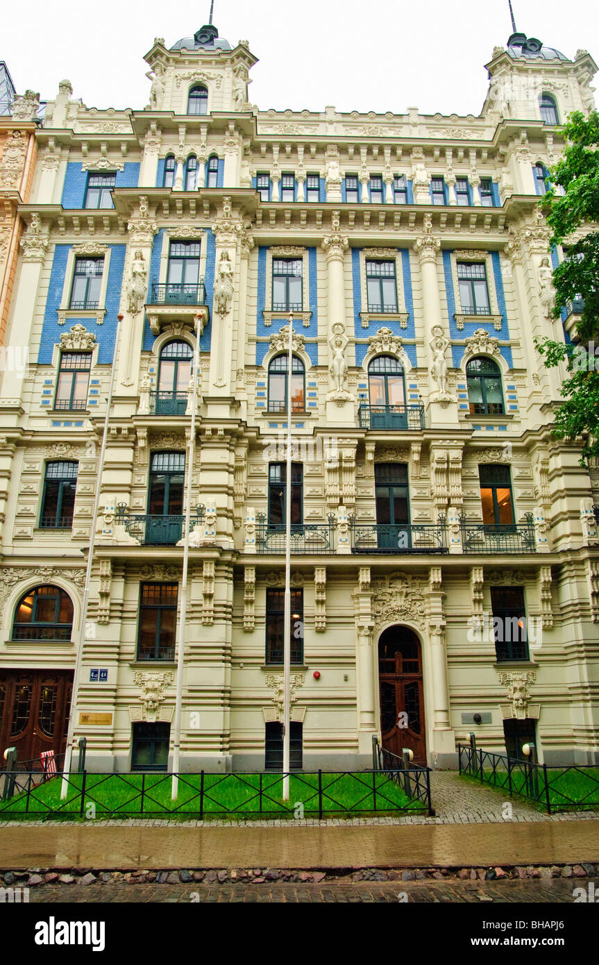 Edificio in Art Nouveau Distretto di Riga, Lettonia Foto Stock