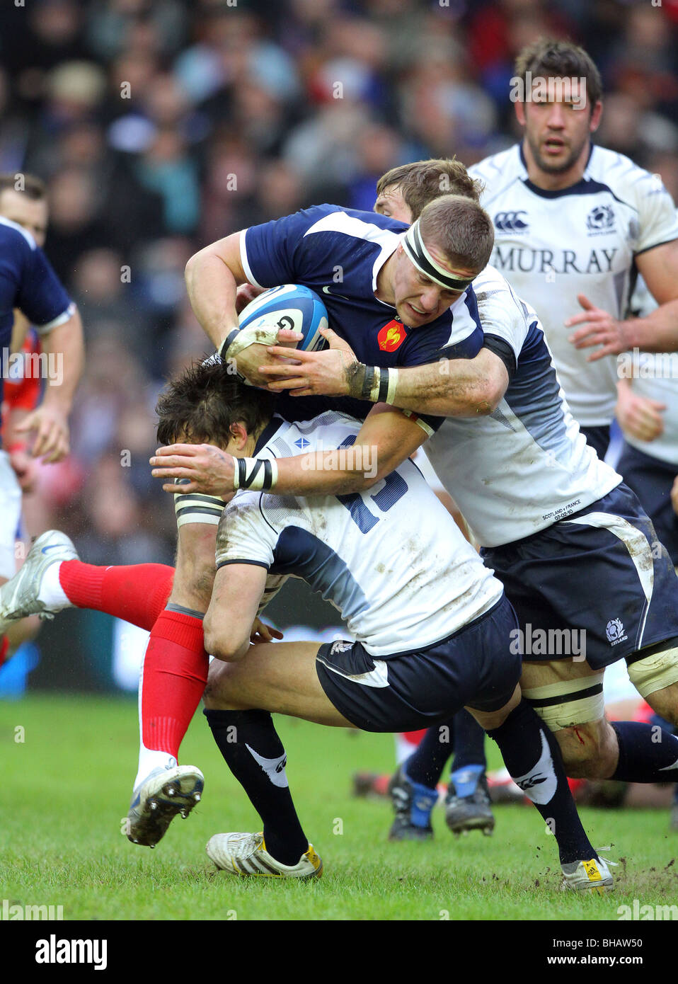 MAX EVANS AFFRONTA HARINORDOQUY SCOZIA V FRANCIA MURRAYFIELD EDIMBURGO SCOZIA 07 Febbraio 2010 Foto Stock