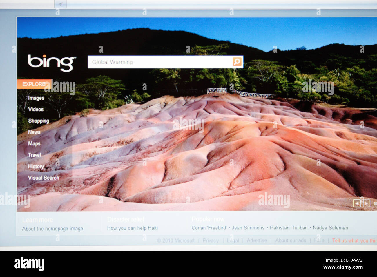 Bing search engine homepage Foto Stock