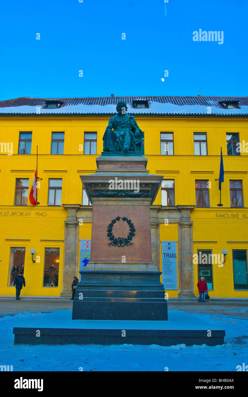 Josef Jungman statua Jungmannovo namesti square Praga Repubblica Ceca Europa Foto Stock