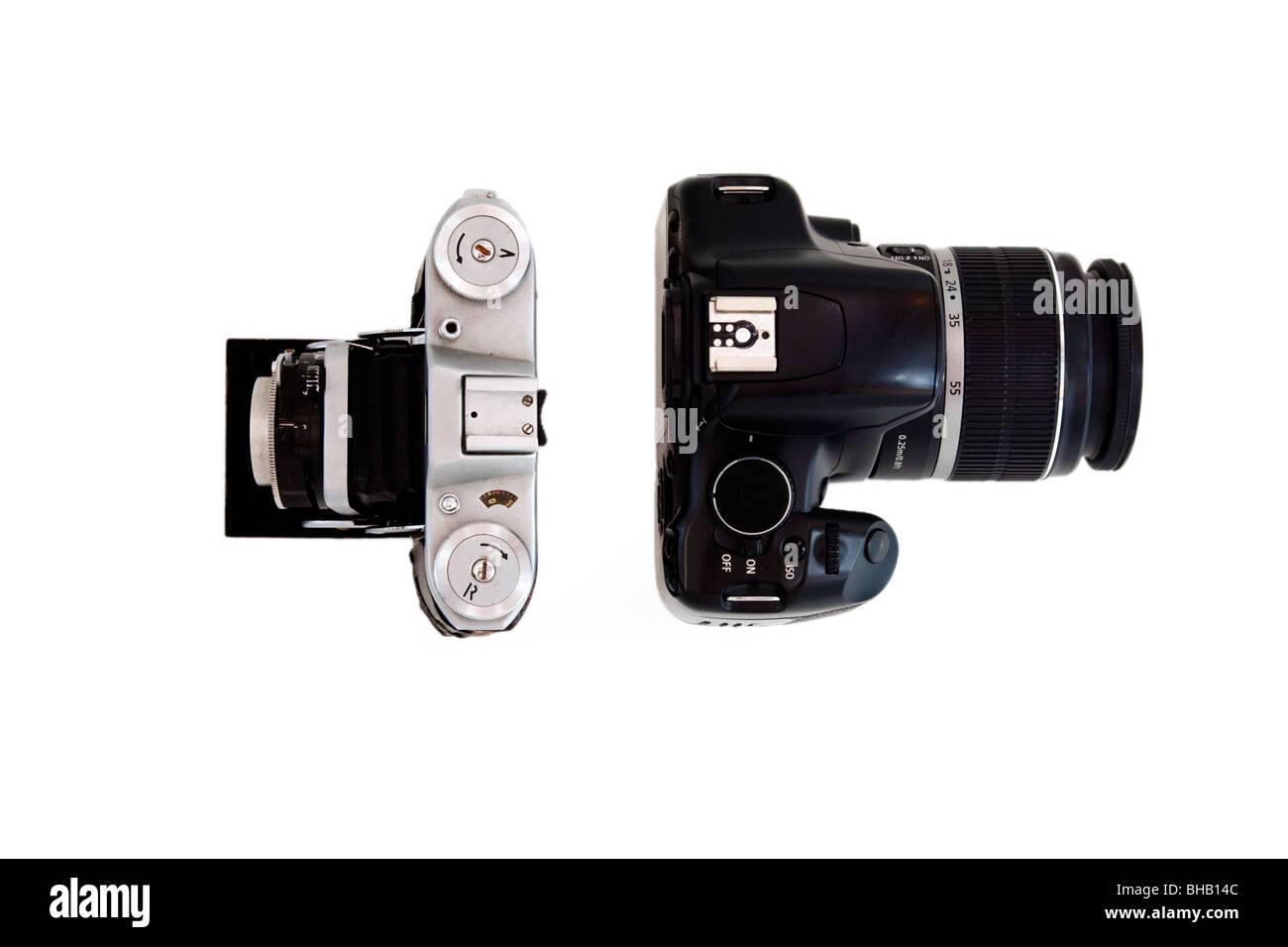 Telecamere - il vecchio e il nuovo, pellicola e digitale. Foto Stock