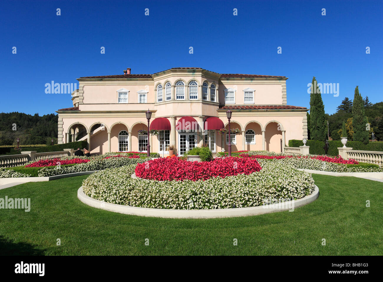 Manor House e giardini formali a Ferrari-Carano Cantina, Healdsburg, California USA Foto Stock