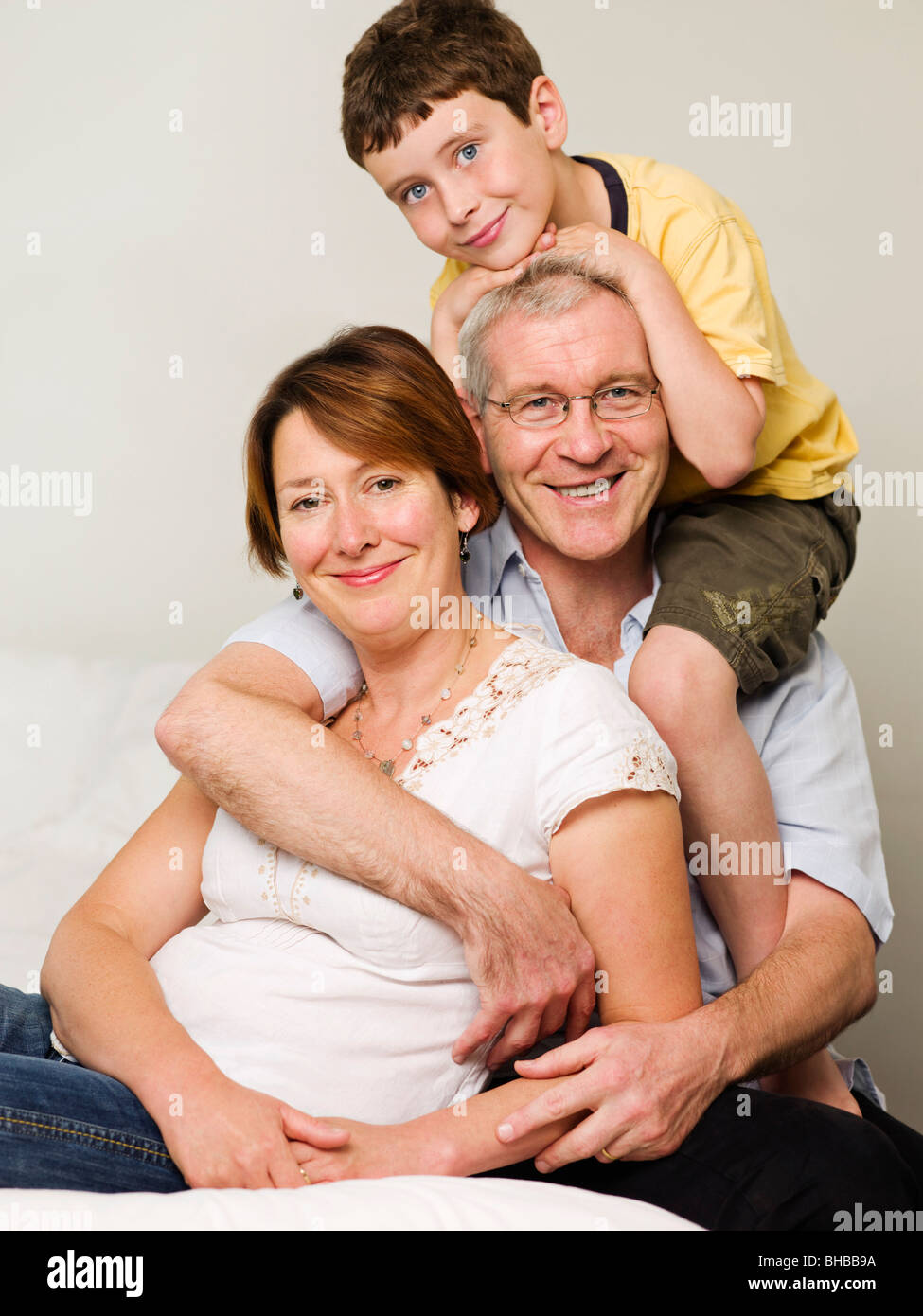 Ritratto di una madre padre e figlio Foto Stock