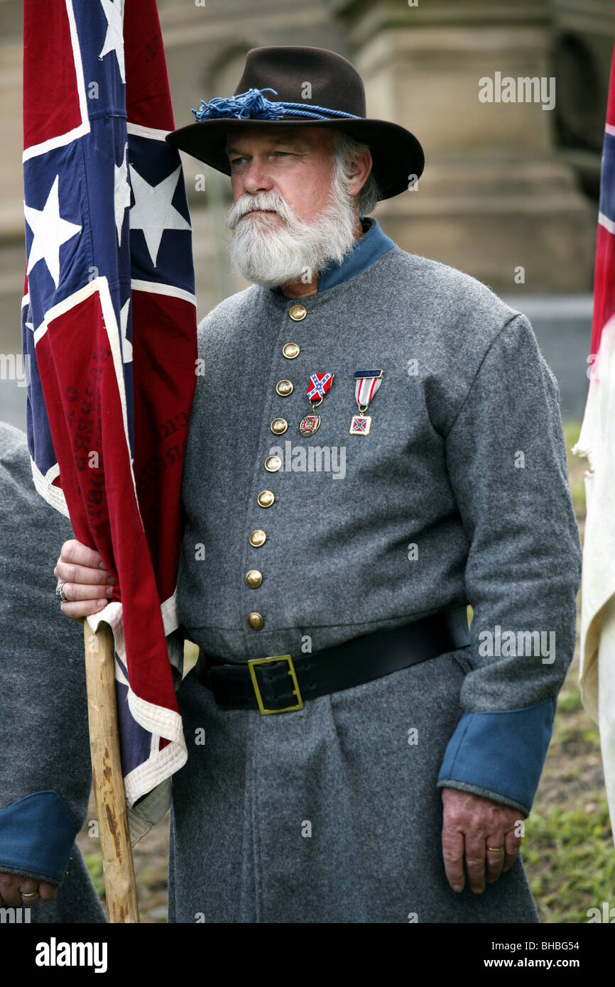 Soldato confederato guerra civile americana Reenactor, Savannah, Georgia, Stati Uniti d'America Foto Stock