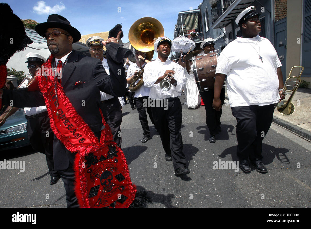 Algeri Brass Band, quartiere francese, New Orleans, Louisiana, Stati Uniti d'America Foto Stock