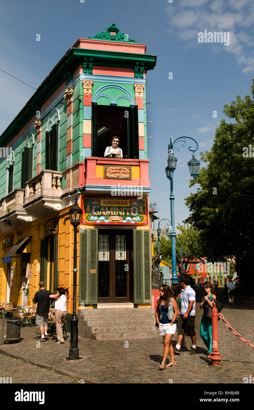 Buenos Aires Argentina La Boca El Caminito segno Street Painting Foto Stock