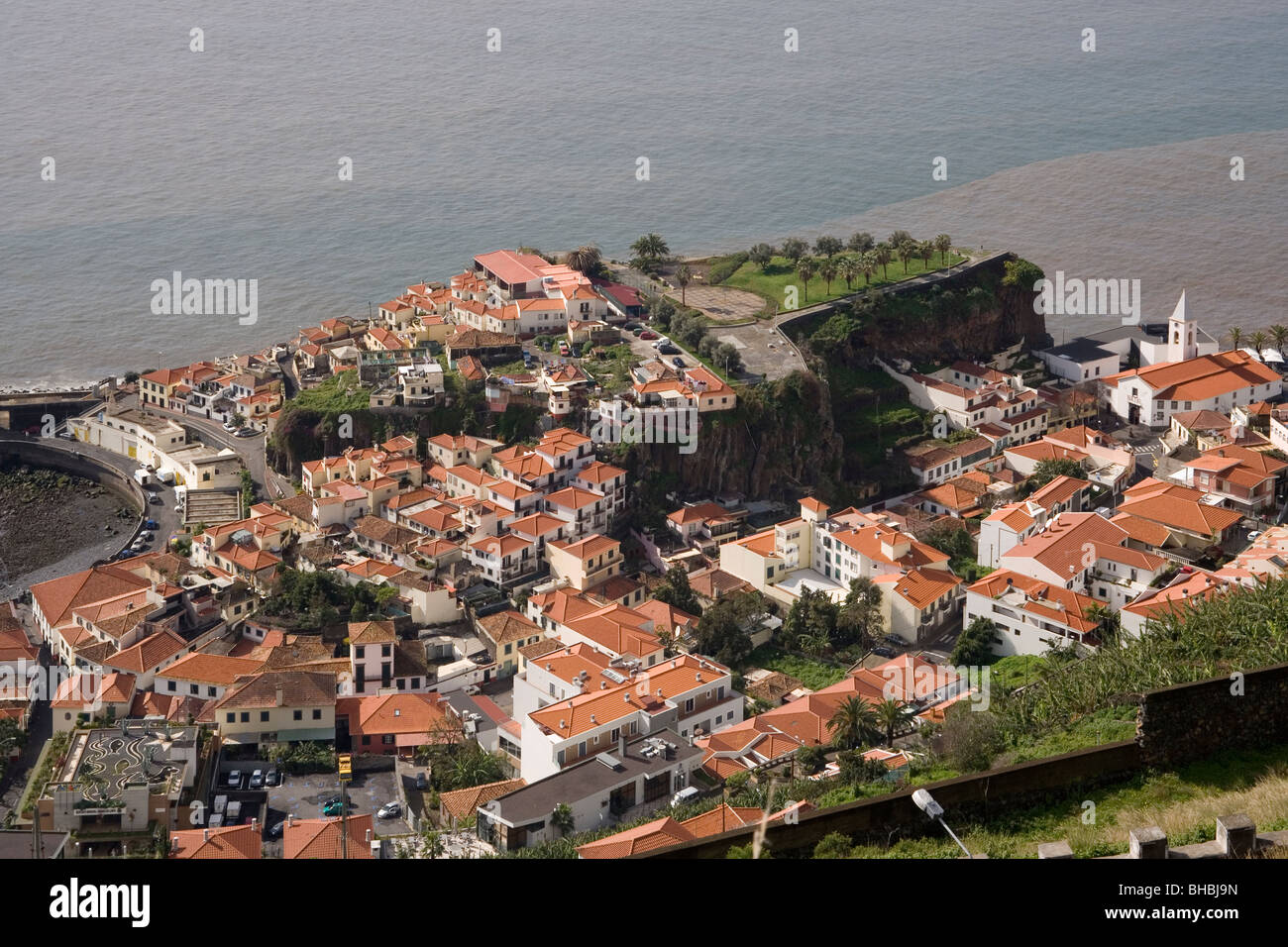 Portogallo Madeira Camara de Lobos vista aerea Foto Stock