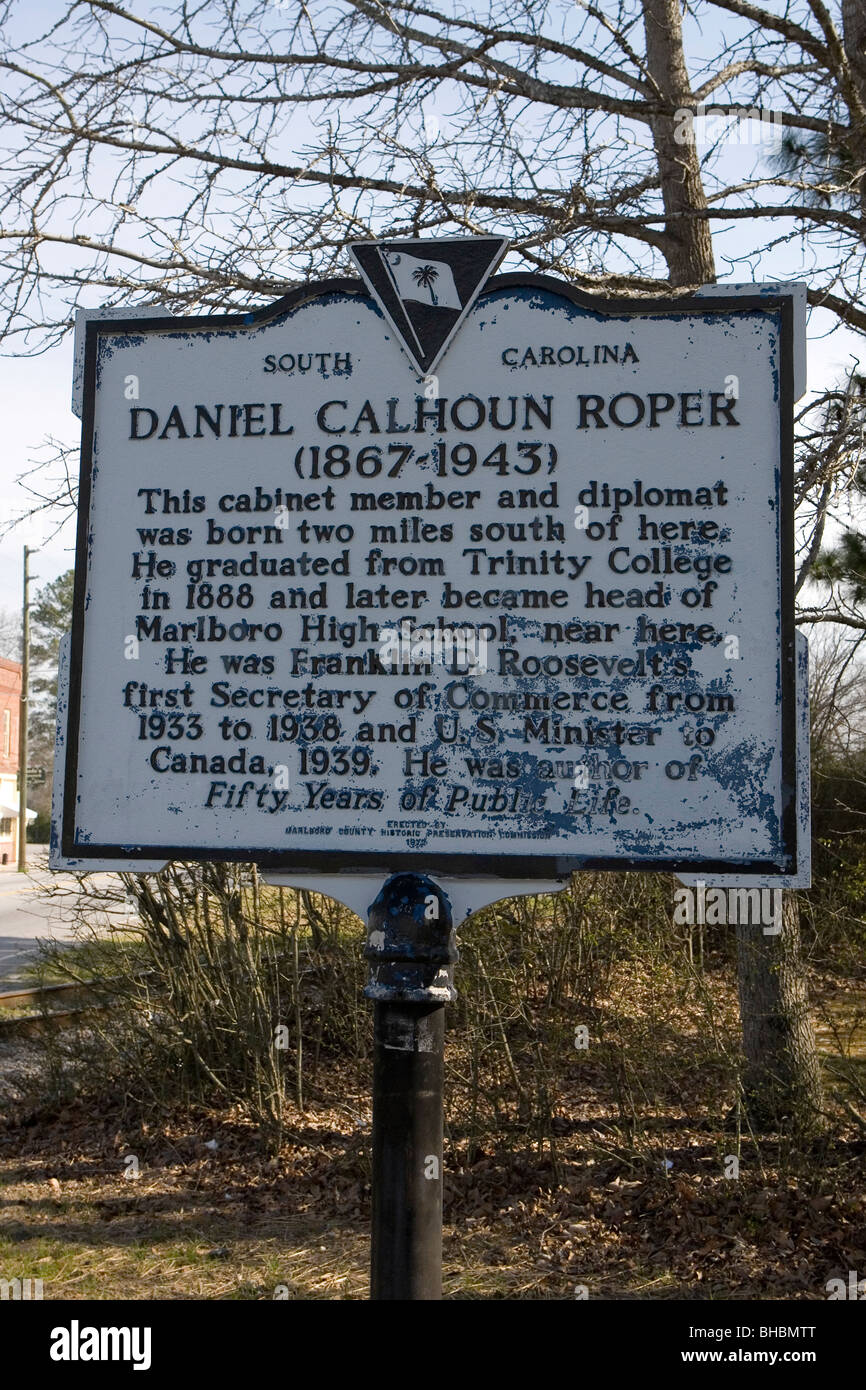 Daniel Calhoun Roper questo armadio gli stati e diplomatico è stato sopportato a due miglia a sud di qui. Si è laureato alla Trinity College Foto Stock