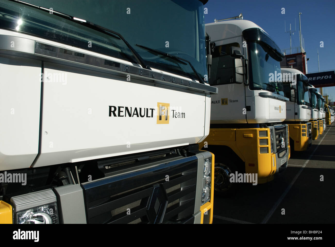 Carrello della Renault in Formula Uno racing team Foto Stock