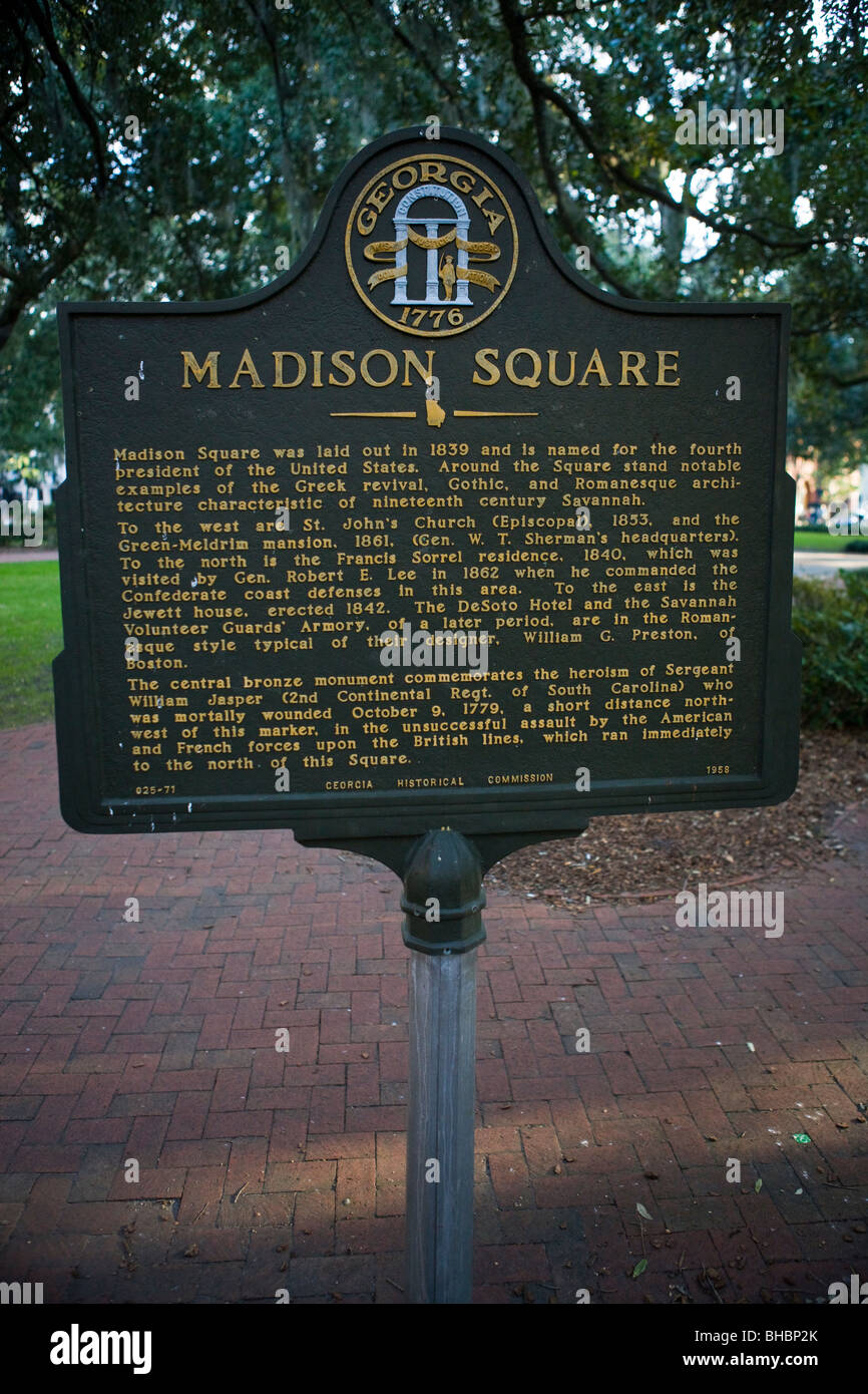 Madison Square Madison Square è stato stabilito in 1839 ed è nominato per il quarto presidente degli Stati Uniti Foto Stock