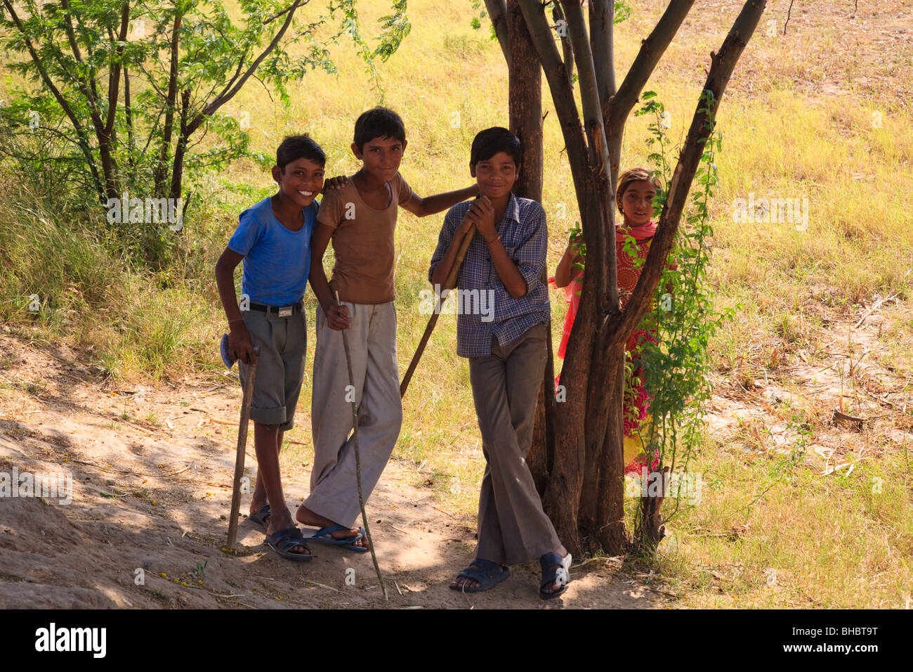 Bambini indiani in India rurale Foto Stock