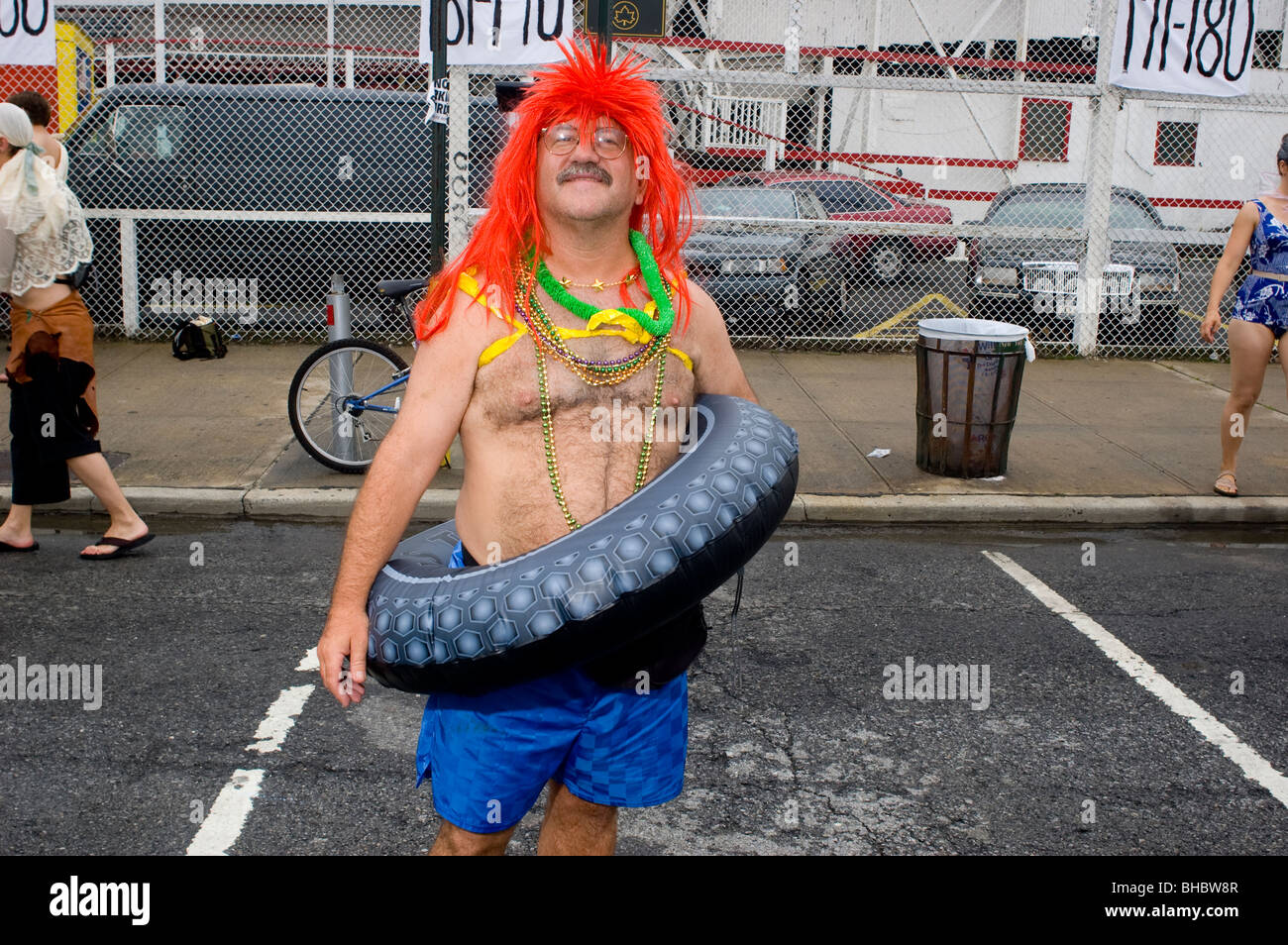 Partecipante della Mermaid Parade, Coney Island, New York. Foto Stock