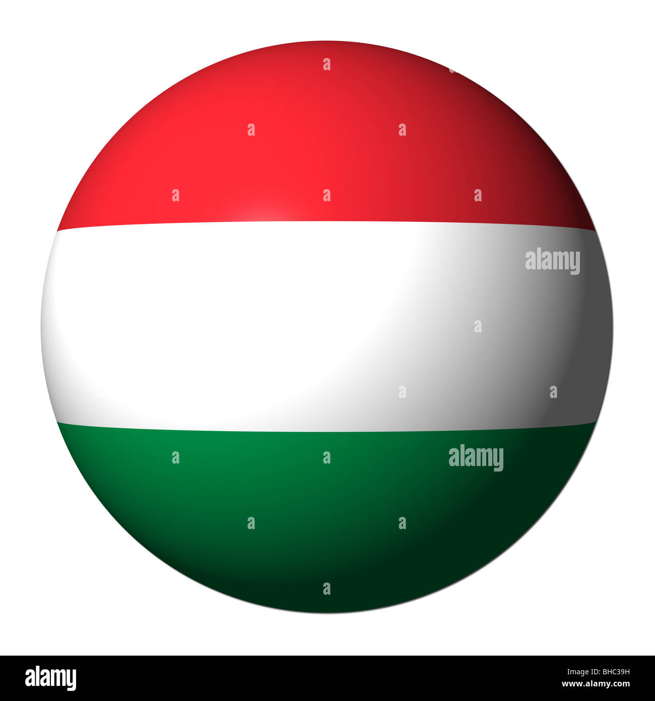 Ungheria bandiera sfera isolato su bianco illustrazione Foto Stock