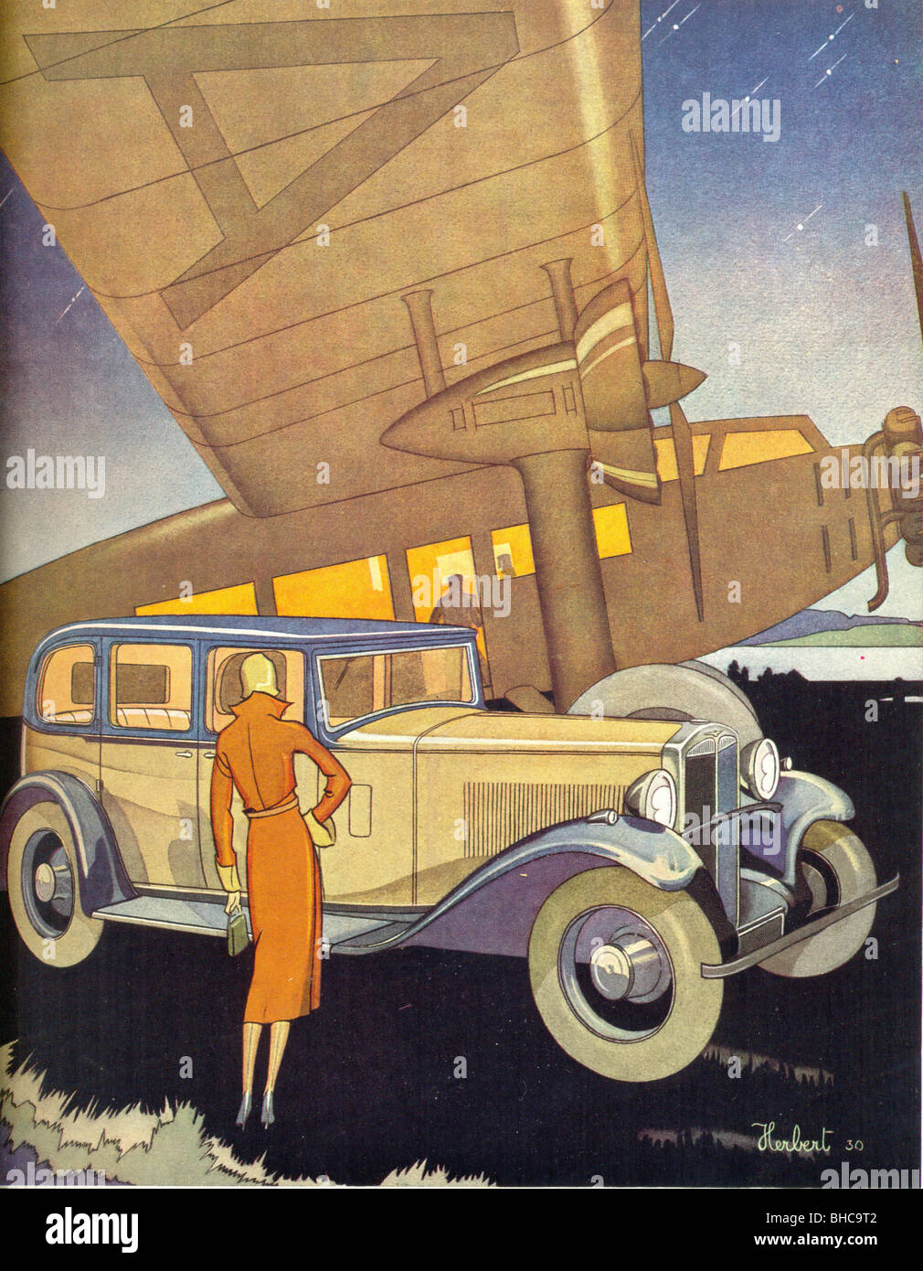 Annuncio pubblicitario per The Hillman Wizard Five-Seater Family Saloon intorno al 1930 Foto Stock