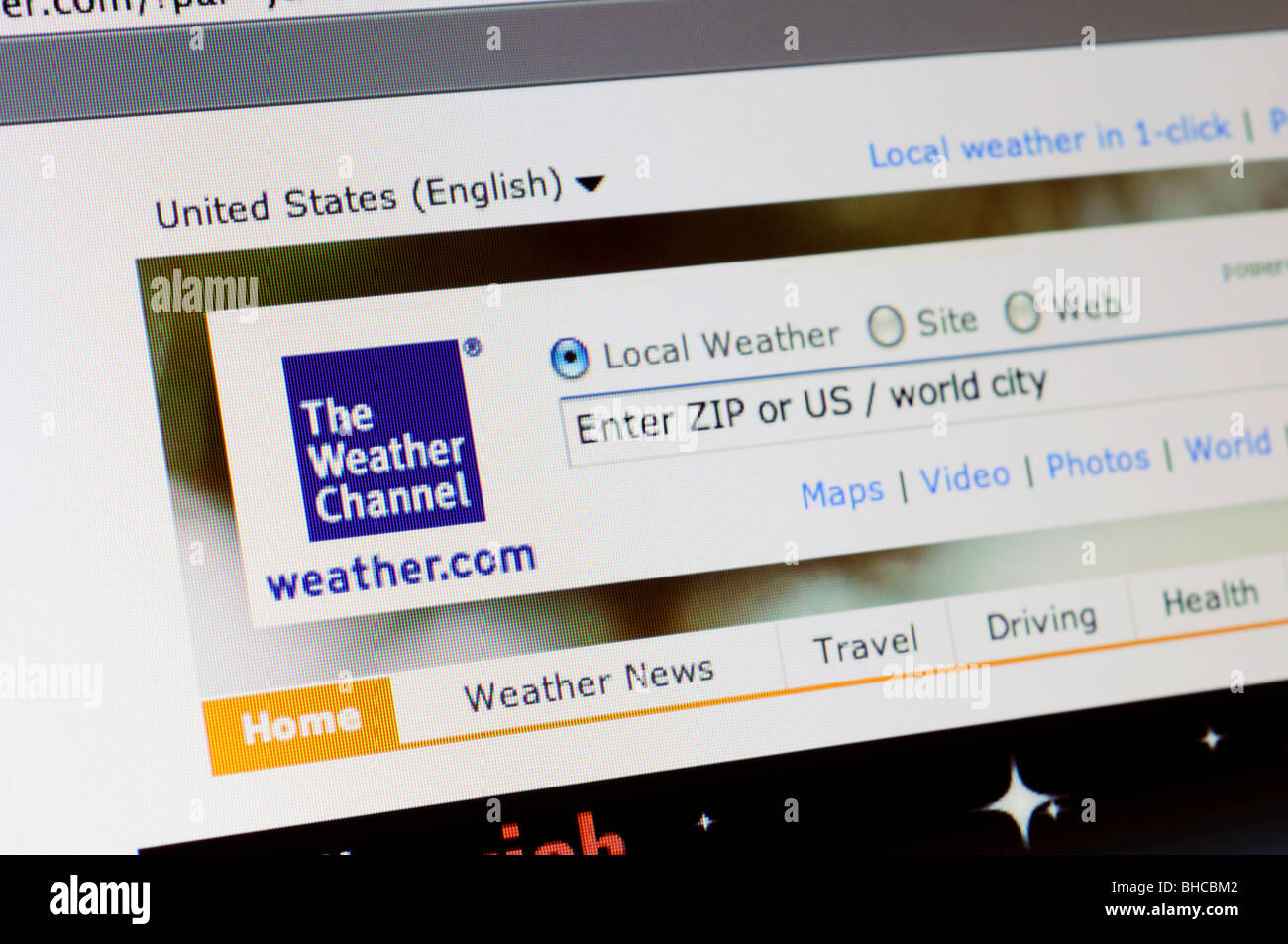 Il Weather Channel website Foto Stock