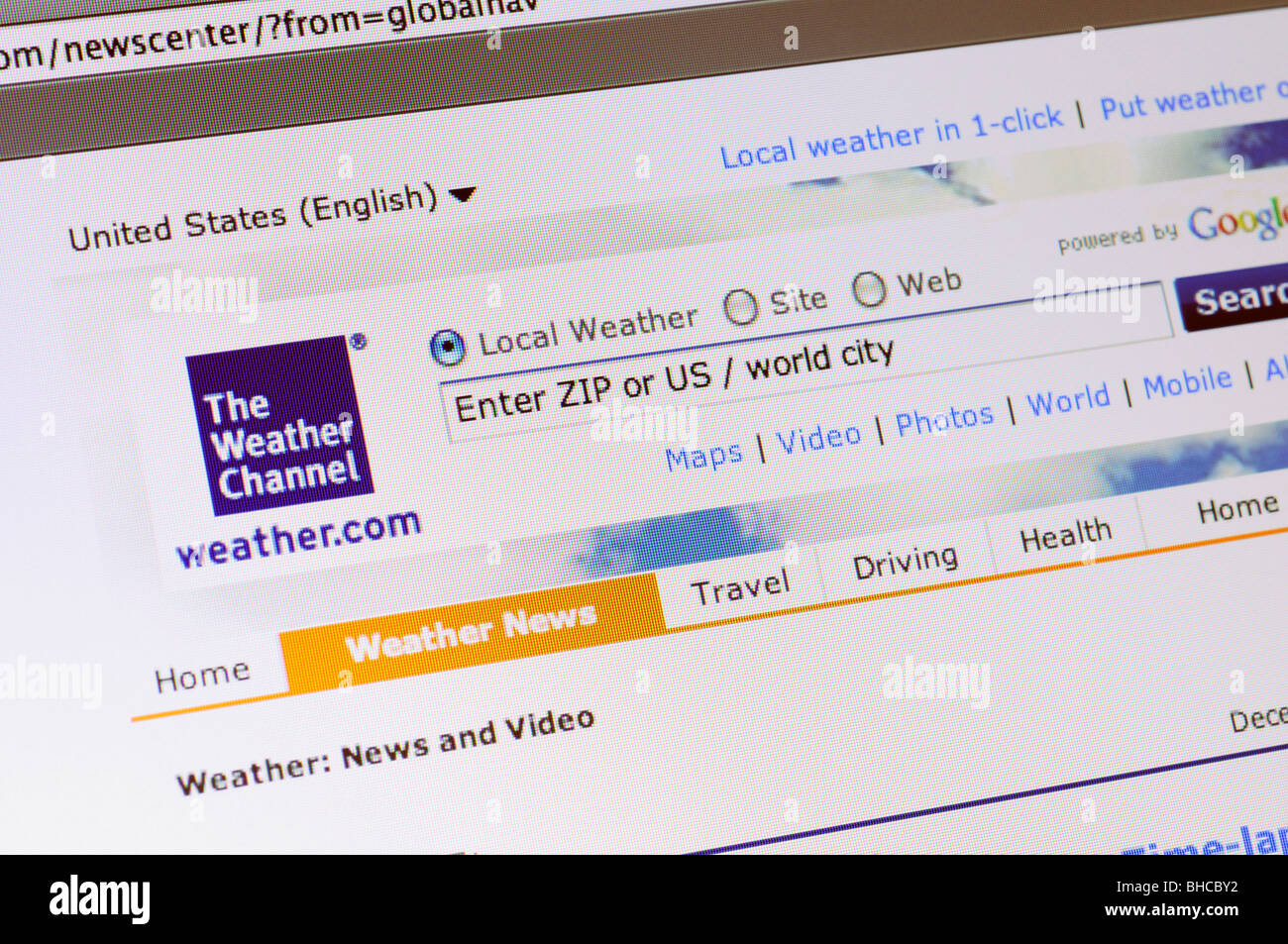 Il Weather Channel website Foto Stock