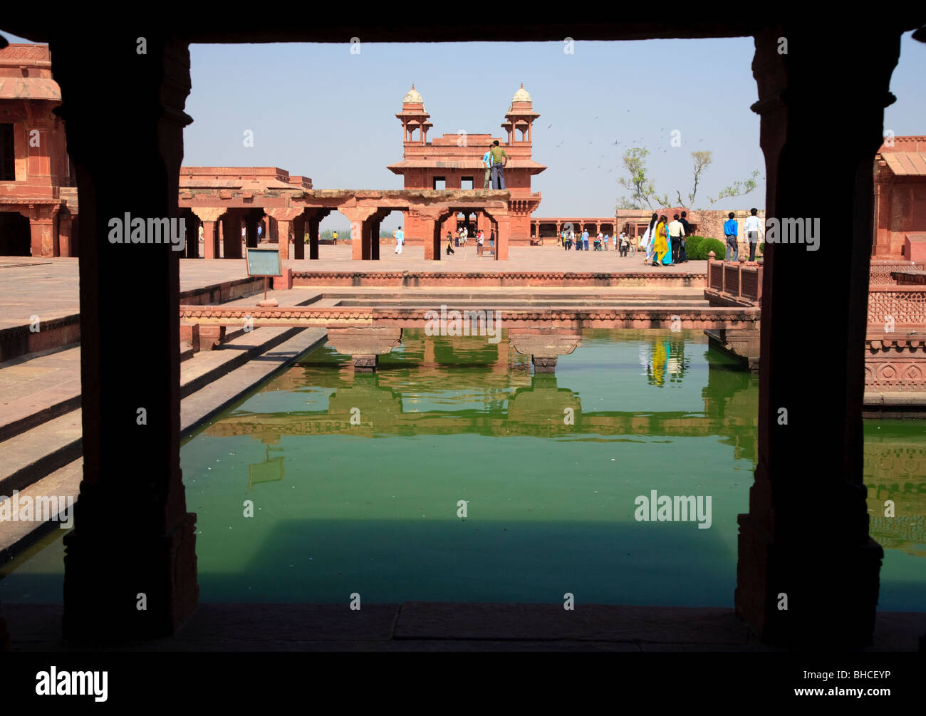 La piscina di Anoop Talab a Fatehpur Sikri, Utttar Pradesh, India Foto Stock