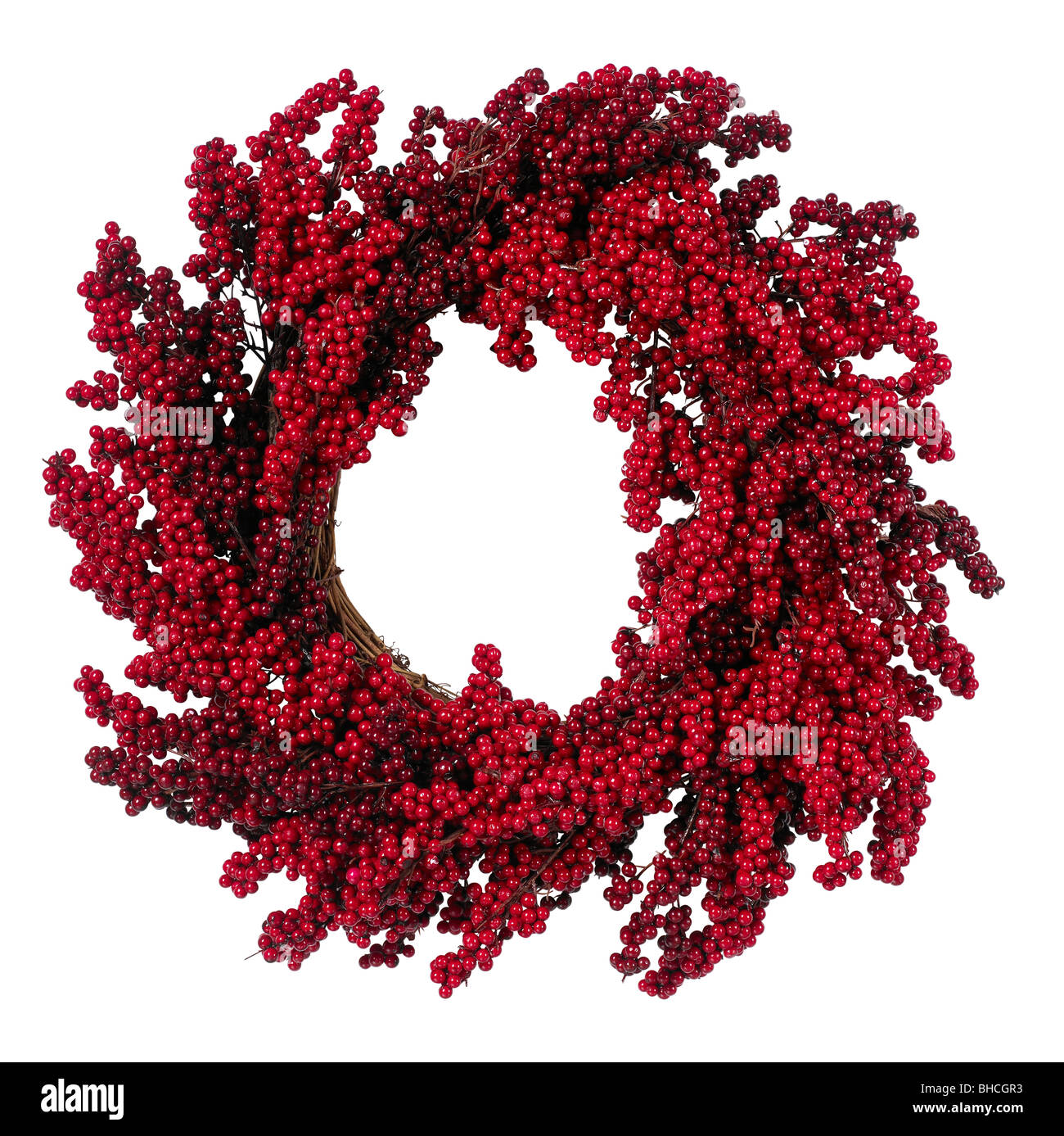 Red ornamento di Natale agrifoglio ghirlanda di frutti di bosco Foto Stock