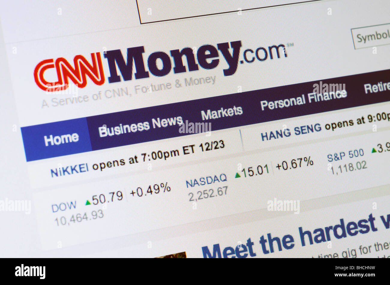 CNN Money website Foto Stock