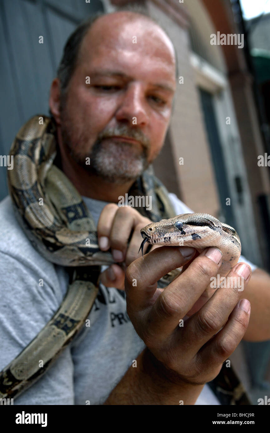Il serpente Incantatore, quartiere francese, New Orleans, Louisiana, Stati Uniti d'America Foto Stock