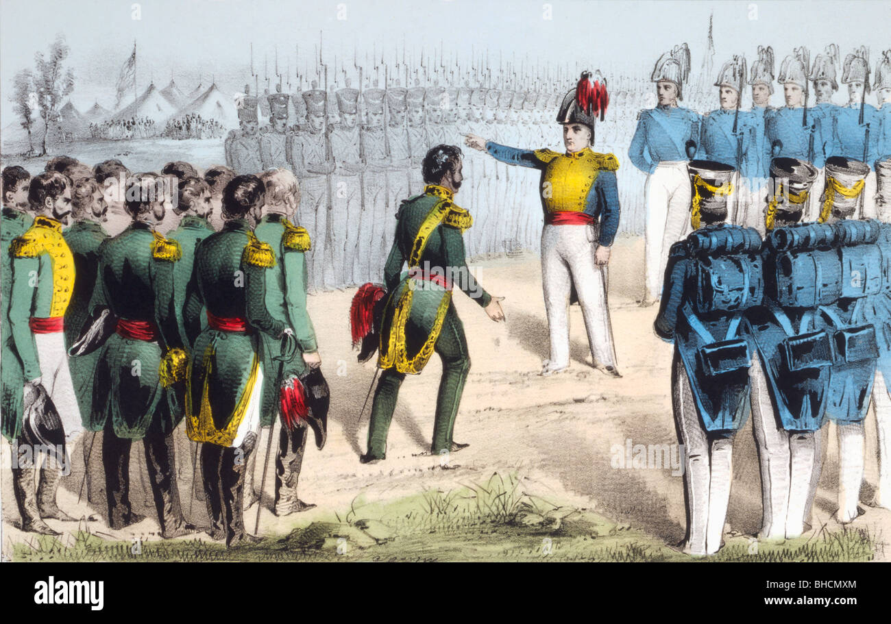 Dopo la battaglia di Monterrey Mexican Generale Pedro de Ampudia si arrende la città al Generale americano Zachary Taylor Foto Stock