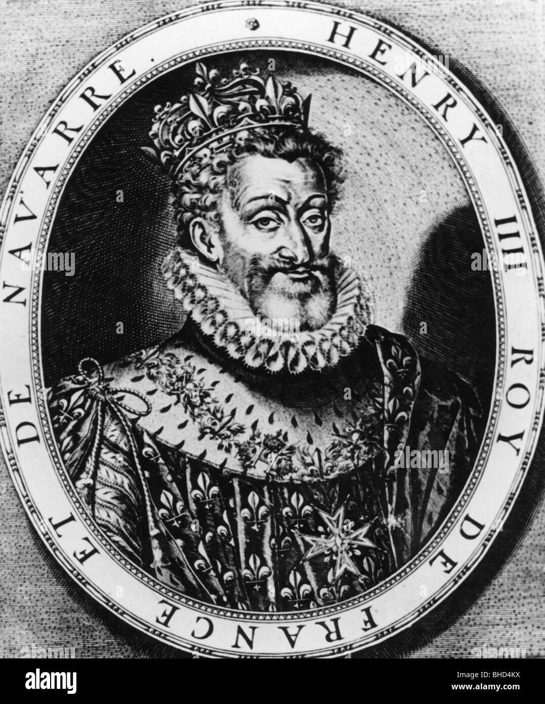 Enrico IV, 13.12.1553 - 14.5.1610, Re di Francia 27.2.1594 - 14.5.1610, ritratto, incisione su rame, circa 1600, , artista del diritto d'autore non deve essere cancellata Foto Stock