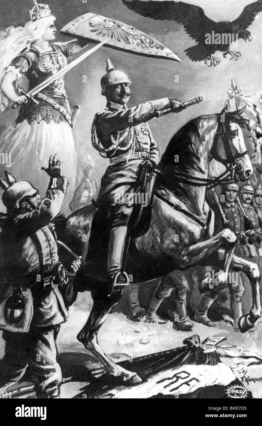 Guglielmo II, 27.1.1859 - 4.6.1941, imperatore tedesco 15.6.1888 - 9.11.1918, propaganda, 'Nun wollen , Foto Stock