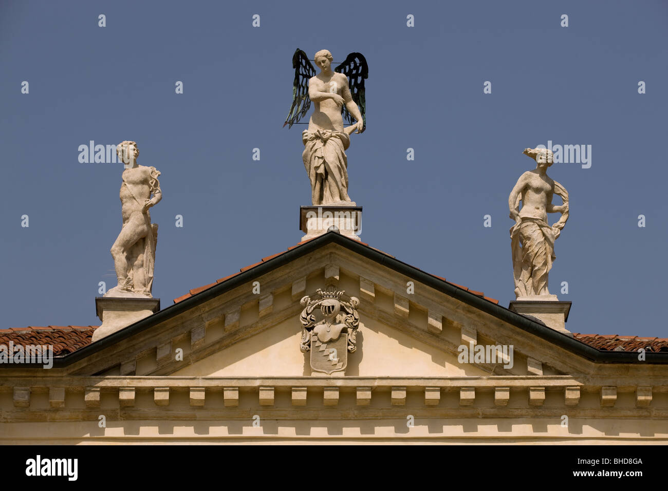 L'Europa, Italia, Veneto, Vicenza, Villa Valmarana ai Nani, Andrea Palladio, statue, architettura, storia. Foto Stock