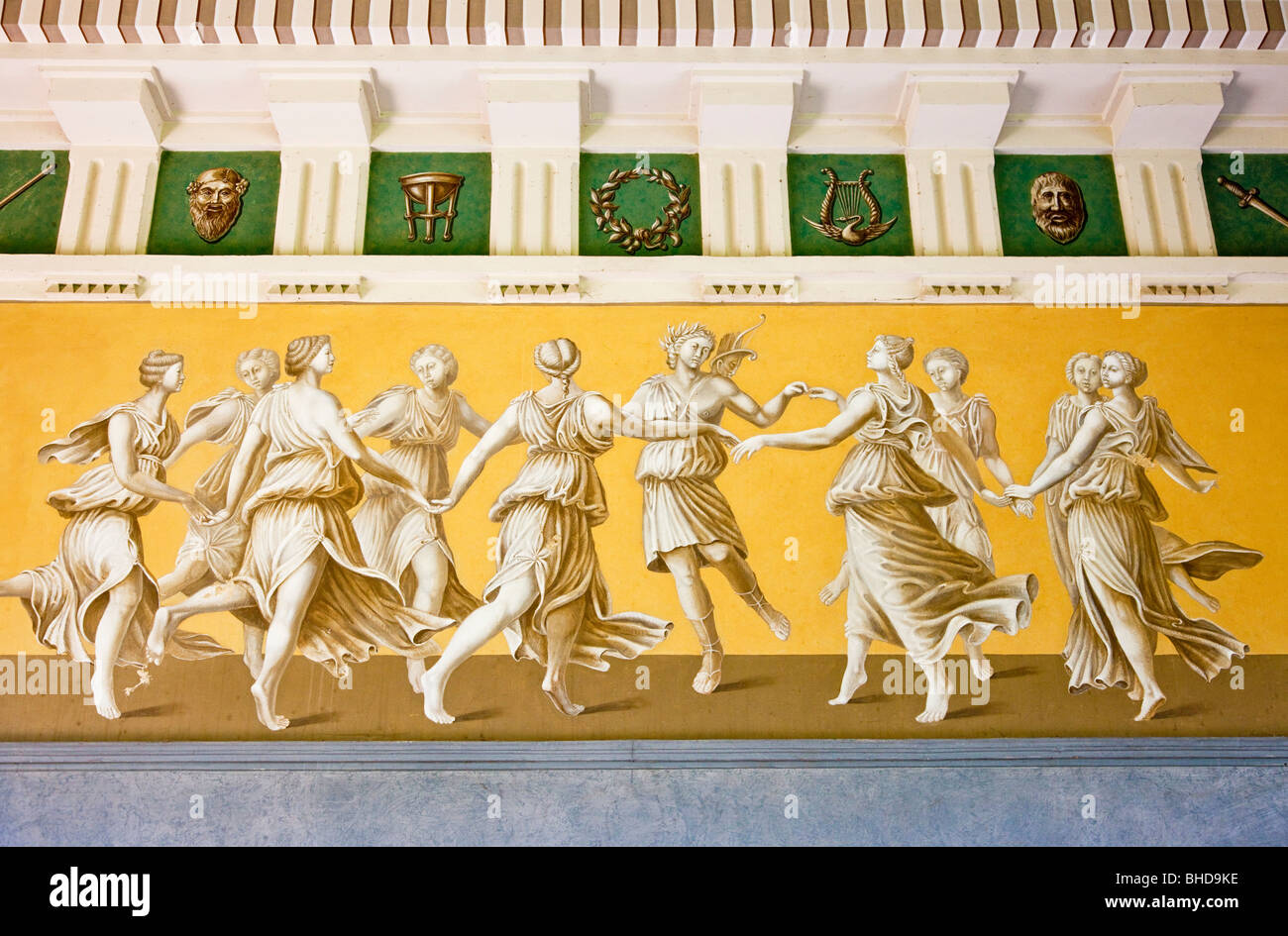 Affresco murale dipinto a Weimar in Germania Europa nella casa romana un sito patrimonio mondiale dell'UNESCO Foto Stock