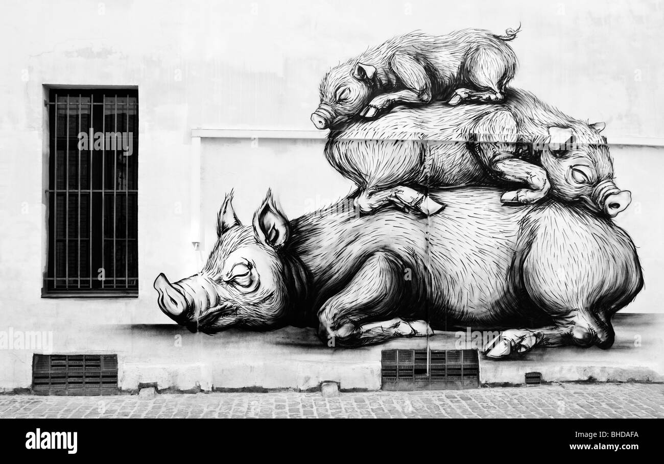Arte di strada a Bruxelles, in Belgio Foto Stock