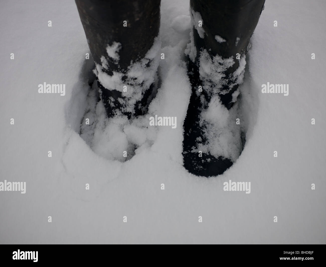 Stivali da pioggia in neve. Foto Stock