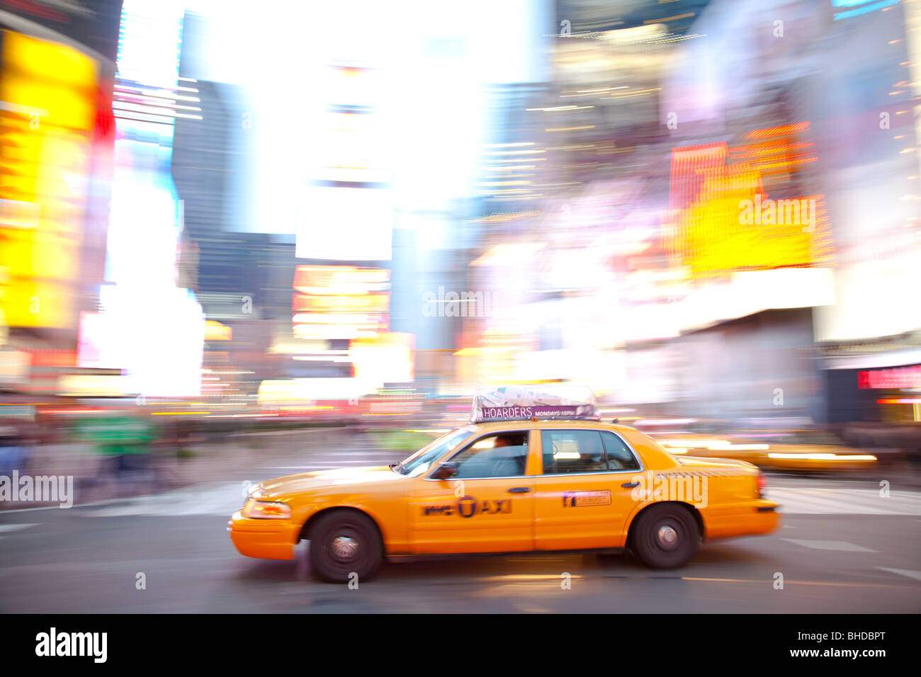 New York Taxi in Times Square Foto Stock