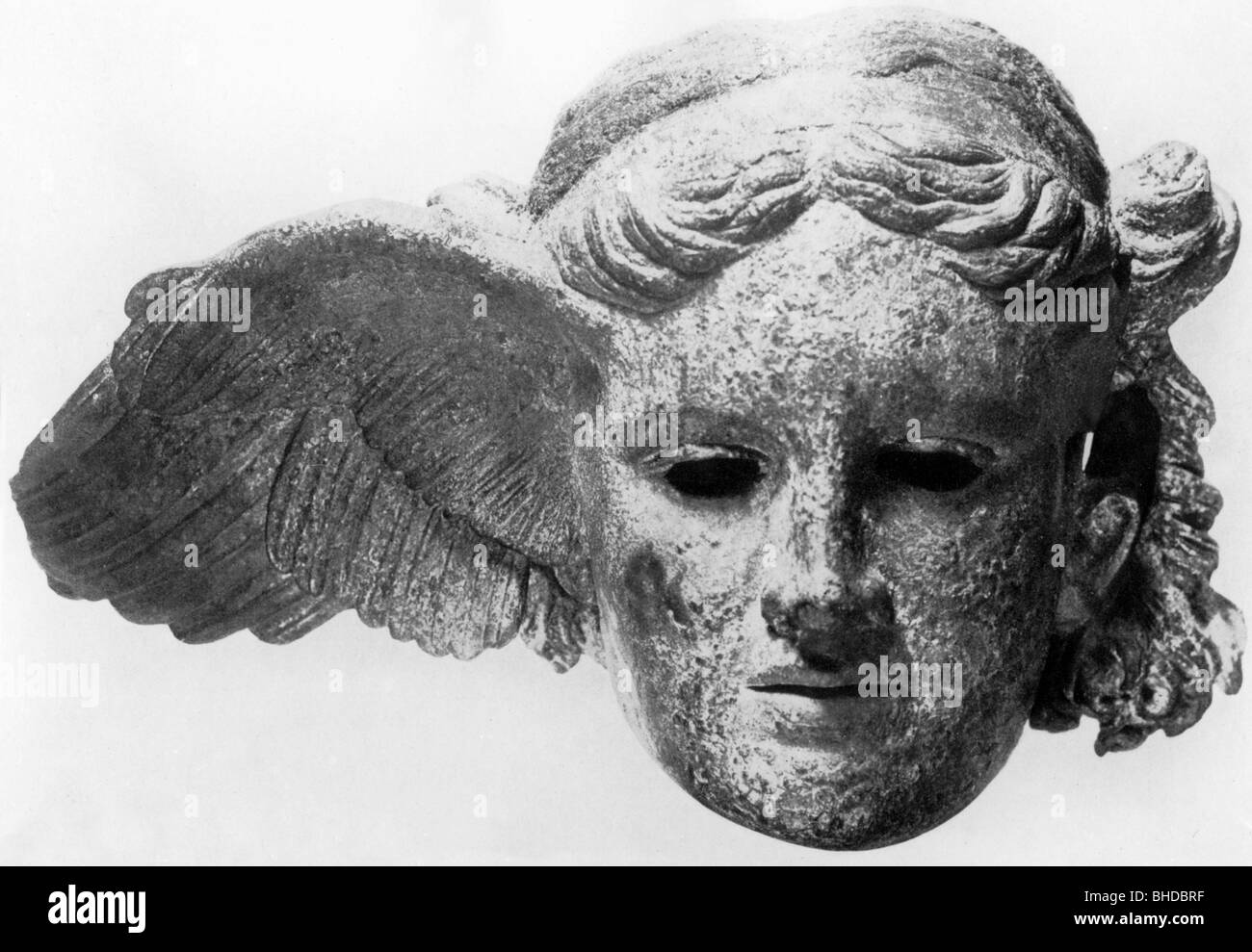 Hypnos, dio greco del sonno, testa di bronzo, 4th secolo a.C., Foto Stock
