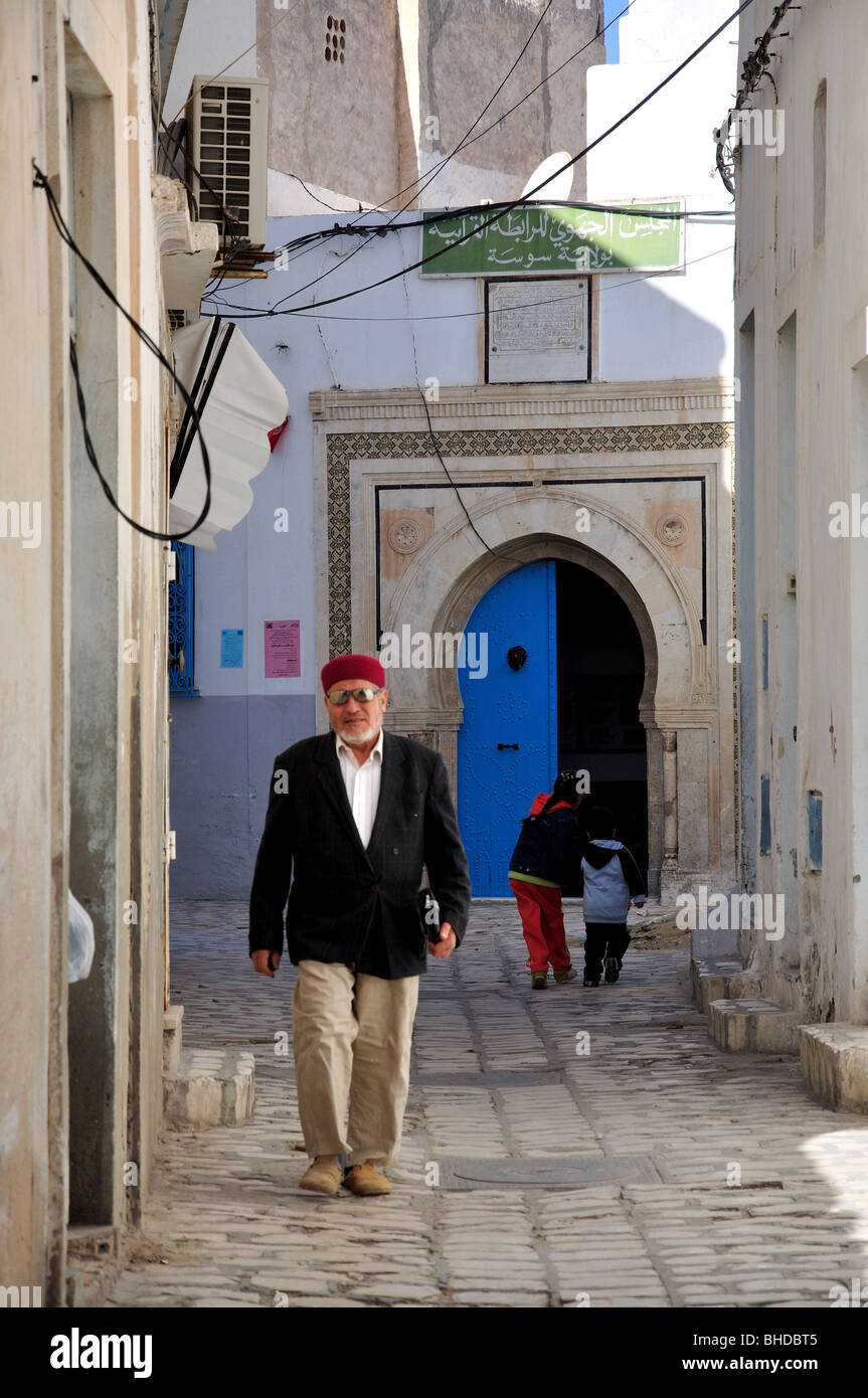 Piccolo vicolo in Sousse Medina, Sousse, Sousse Governatorato, Tunisia Foto Stock