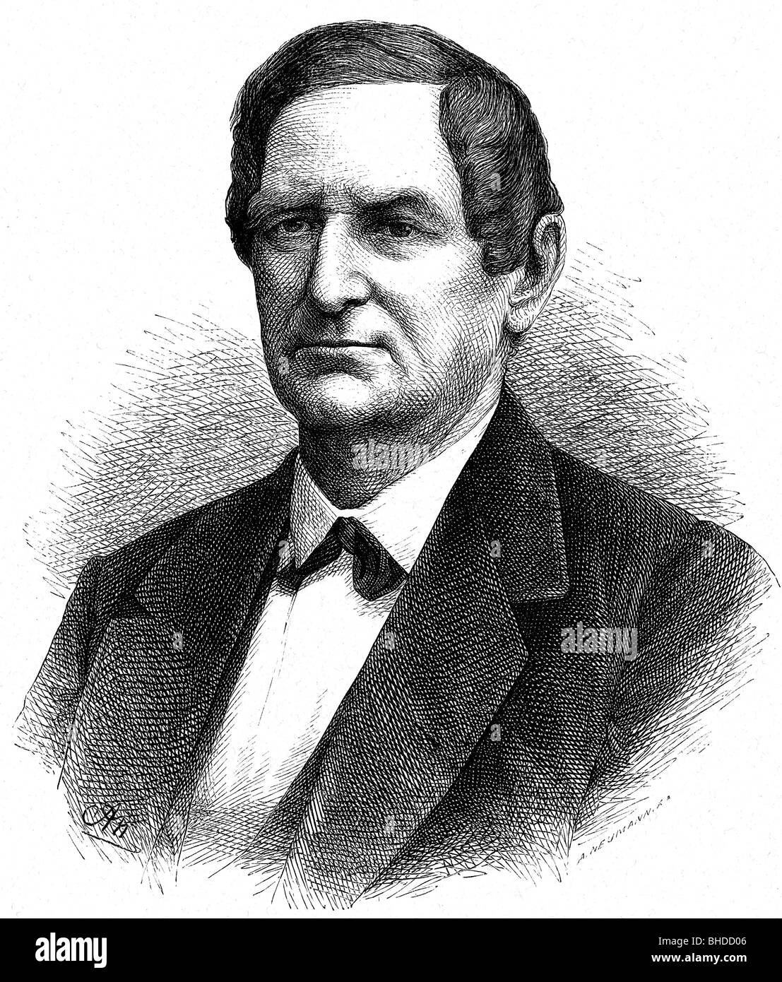 Goetze, Franz, 1814 - 1888, cantante d'opera tedesca, ritratto, incisione in legno di Adolf Neumann (1825 - 1884), Foto Stock