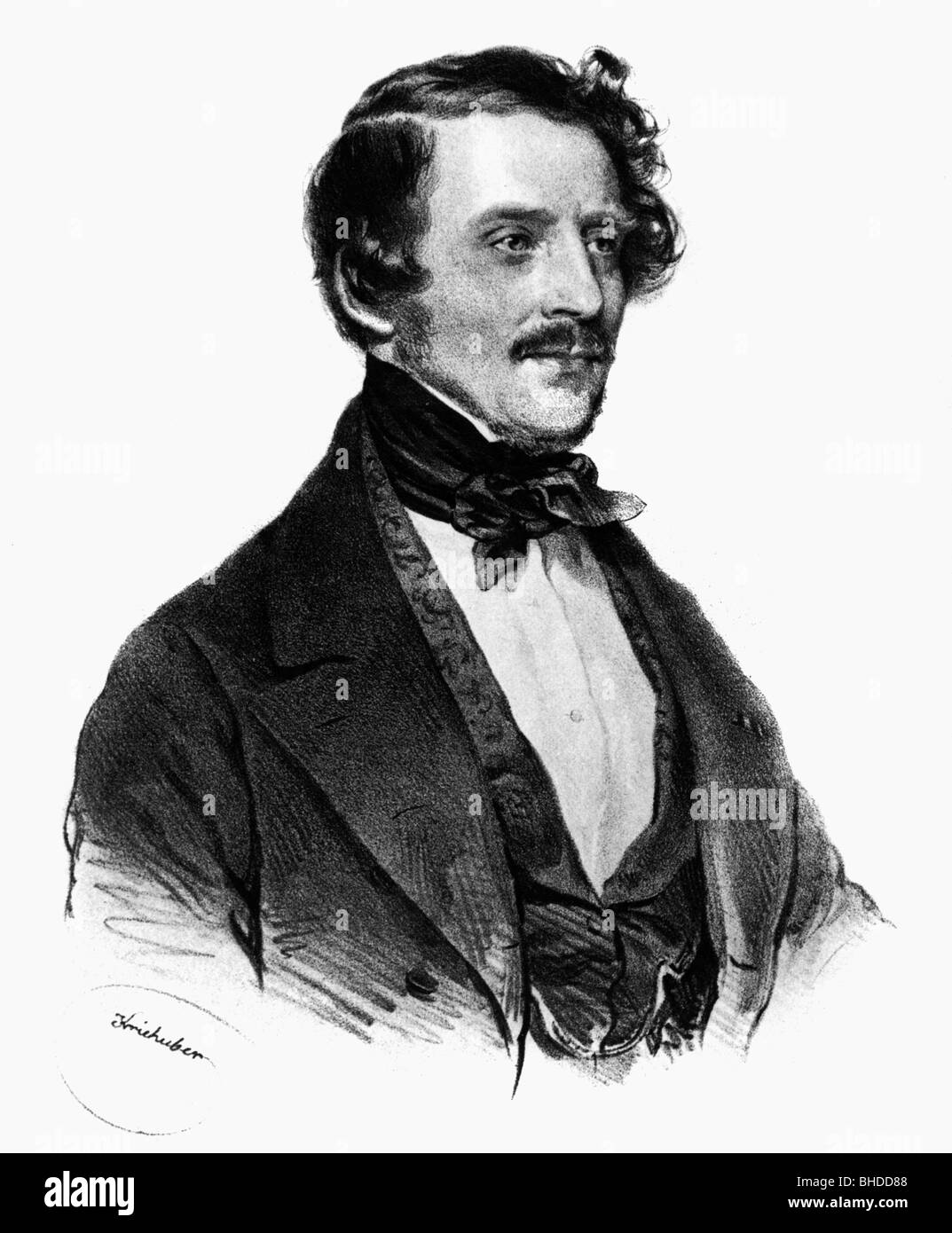 Donizetti, Gaetano, 22.1.1797 - 8.4.1848, compositore italiano, ritratto, litografia di Josef Kriehuber (1800 - 1876), , Foto Stock
