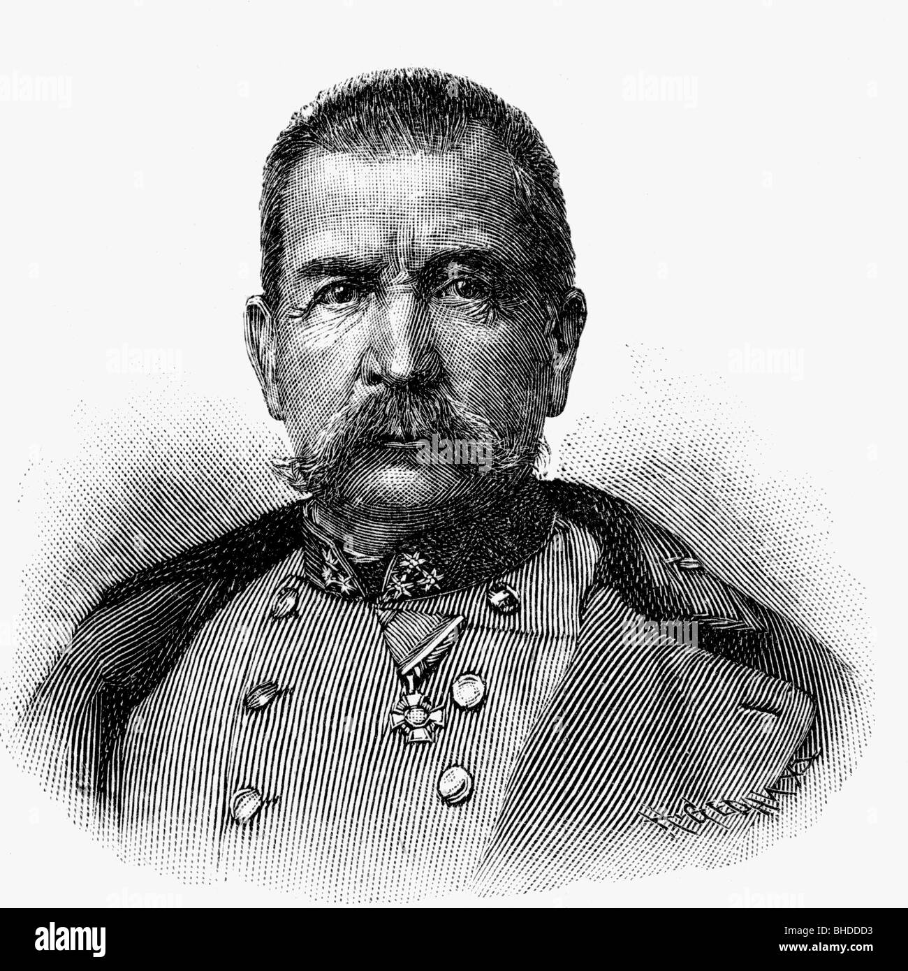 Krieghammer, Edmund Freiherr von, 4.6.1832 - 21.8.1906, Austria generale, ritratto, incisione in legno, Foto Stock