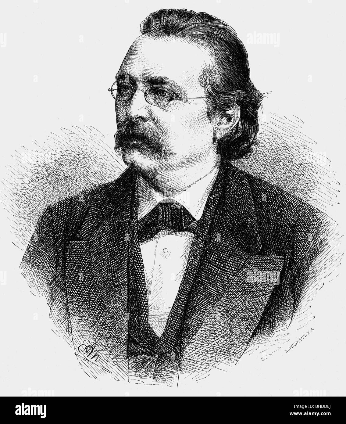 Kretschmer, Edmund, 31.8.1830 - 13.9.1908, compositore tedesco, ritratto, incisione in legno di Adolf Neumann (1825 - 1884), Foto Stock