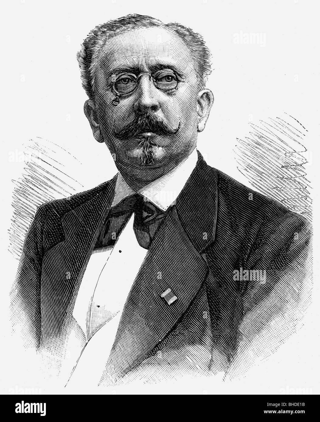 Huelsen, Botho von 10.12.1815 - 30.9.1886, regista teatrale tedesco, ritratto, incisione in legno, Foto Stock