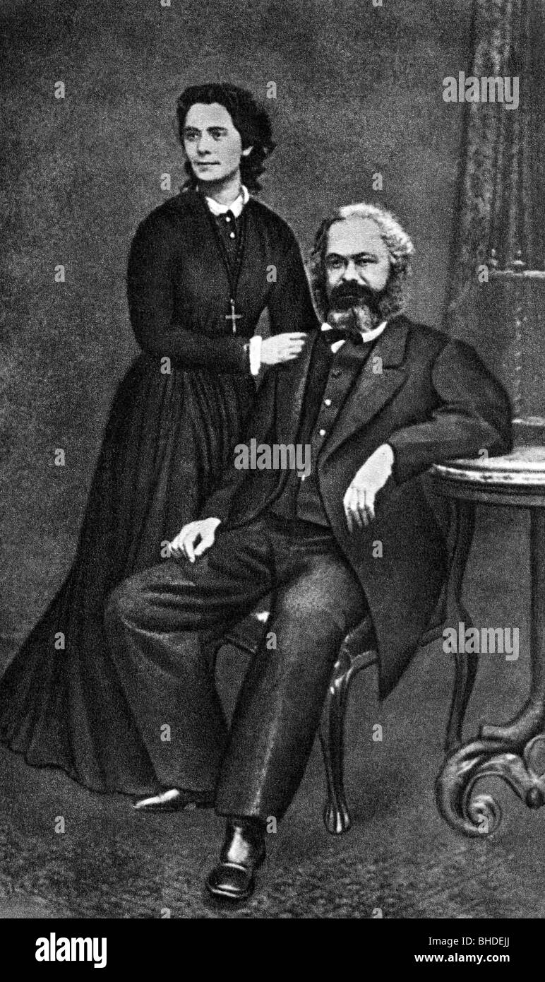 Marx, Karl, 5.1818 - 14.3.1883, deut. Philosofi, con la figlia Jenny, circa 1865, Foto Stock