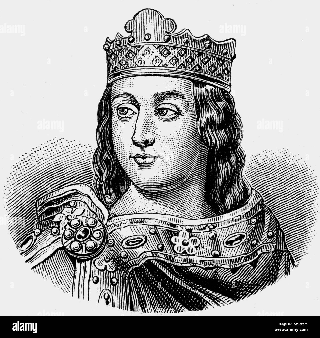 Louis V 'l'Indolente', 967 - 21.5.987, Re di Francia 8.6.979 - 22.5.987, ritratto, incisione in legno, 19th secolo, , Foto Stock