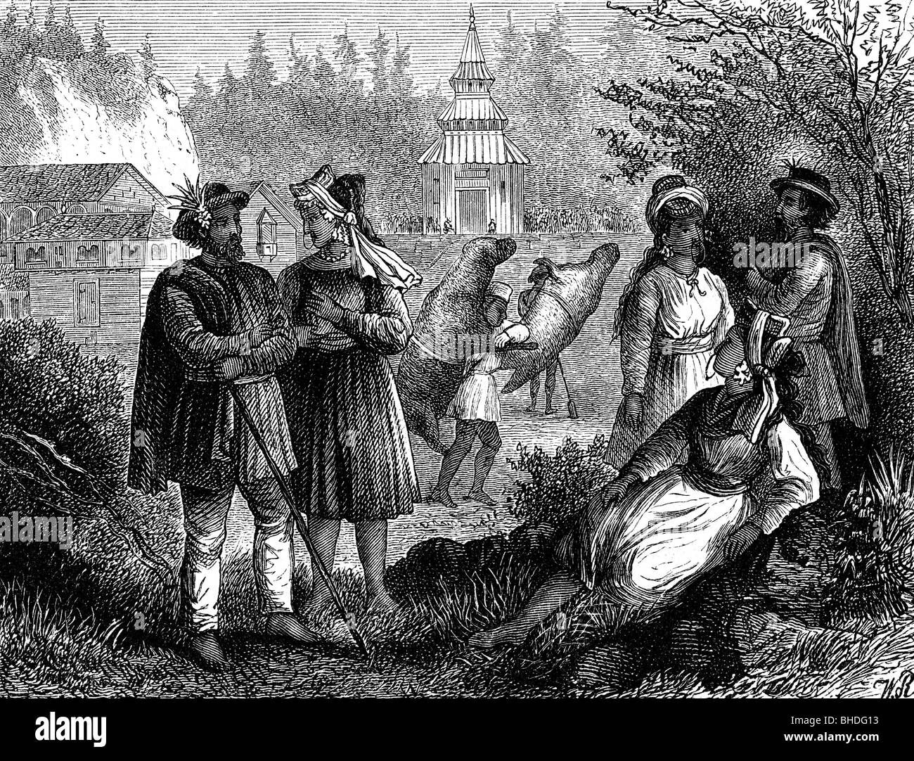 Geografia / viaggio, Tibet, persone, gruppo di persone in costumi nazionali, incisione del legno, seconda metà del 19th secolo, abito, costume, uomini, donne, parlare, tibetani, tibetani, grafica, grafica, stampa, stampe, Asia, Cina, storico, storico, xilografia, storico, storico, storico, Foto Stock