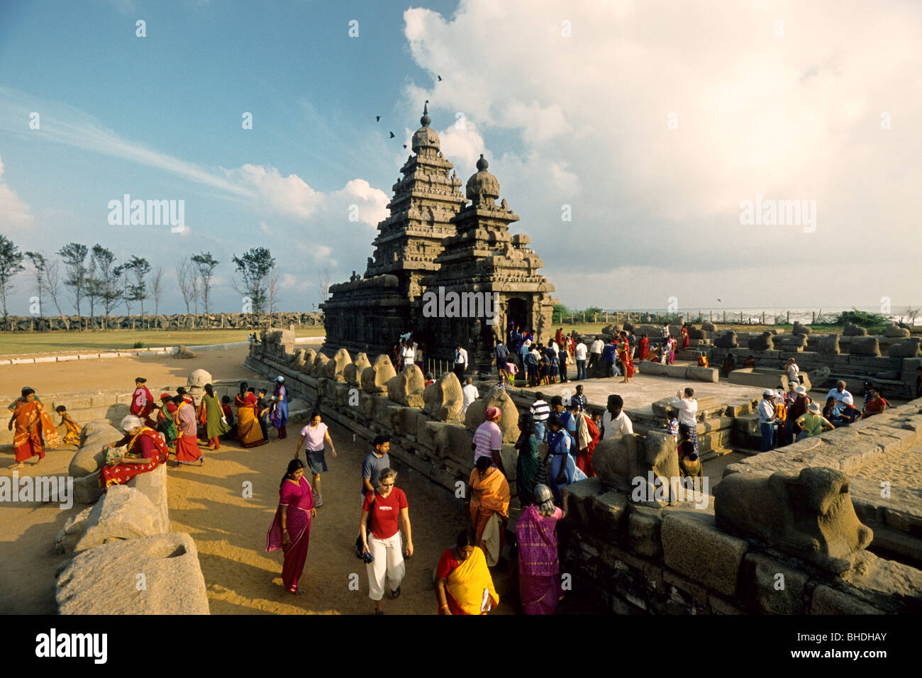 Shore tempio di Mahabalipuram;Mamallapuram vicino a Chennai, Tamil Nadu. Patrimonio mondiale Unesco sito. Foto Stock