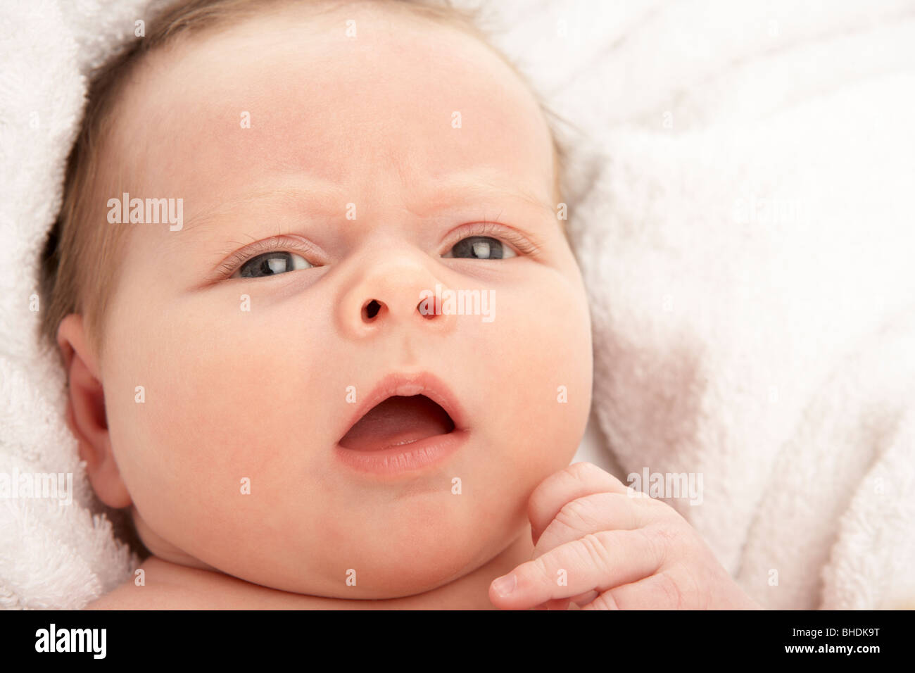 Chiusura del Baby su asciugamano Foto Stock