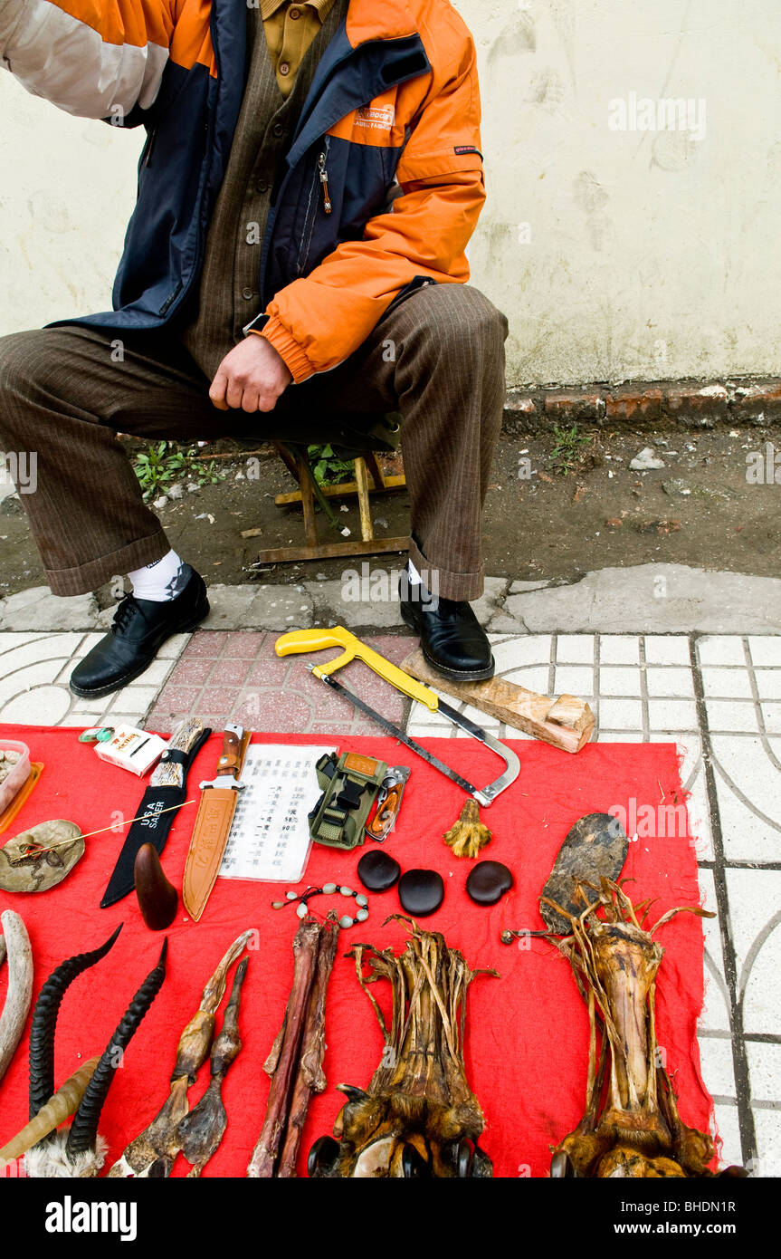 Illegale di parti di animali in commercio ChinaTiger zampa e altre parti della tigre così come altre specie in via di estinzione sono venduti in tutta la Cina Foto Stock