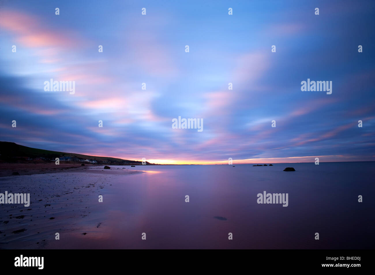 Sunrise over Ardrossan nel Firth of Clyde, Scotland, Regno Unito. Foto Stock