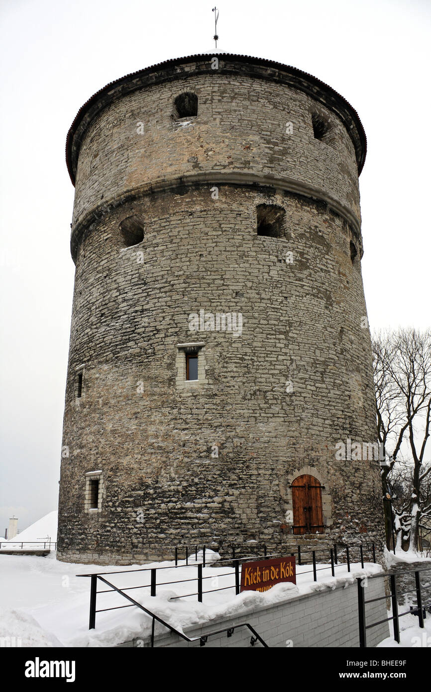 Kiek in de Kok Torretta cannone fanno parte delle difese medievali nella Toompea quartiere della città vecchia di Tallinn, Estonia. Foto Stock