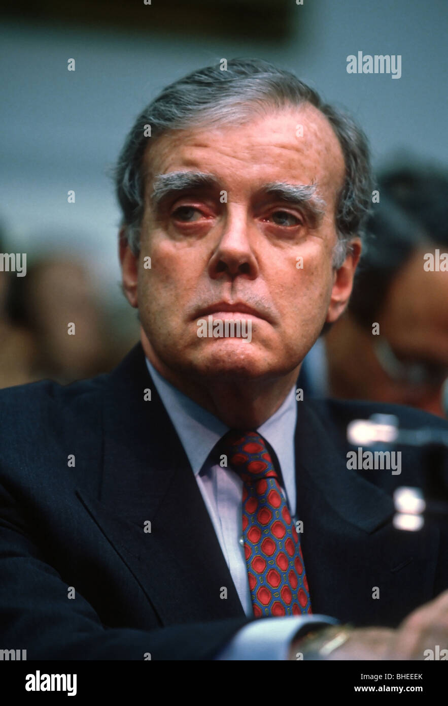 New York Federal Reserve President William J McDonough testifies in Congress on the collapse of hedge fund LTMC Foto Stock