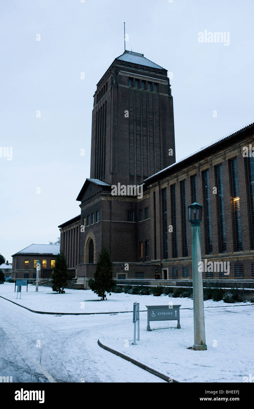 Università di Cambridge spalle nella neve Foto Stock