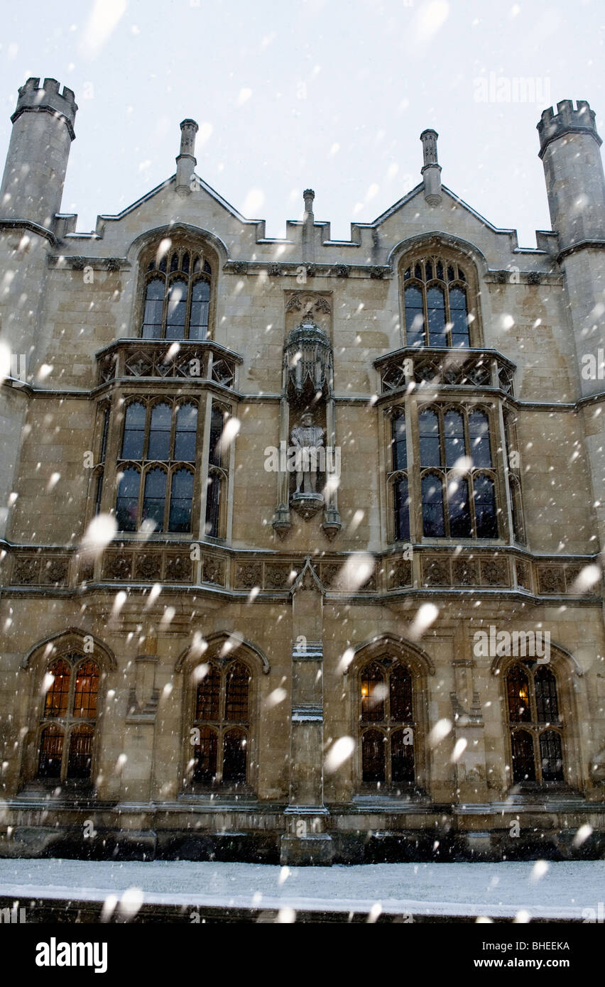 Università di Cambridge spalle nella neve Foto Stock